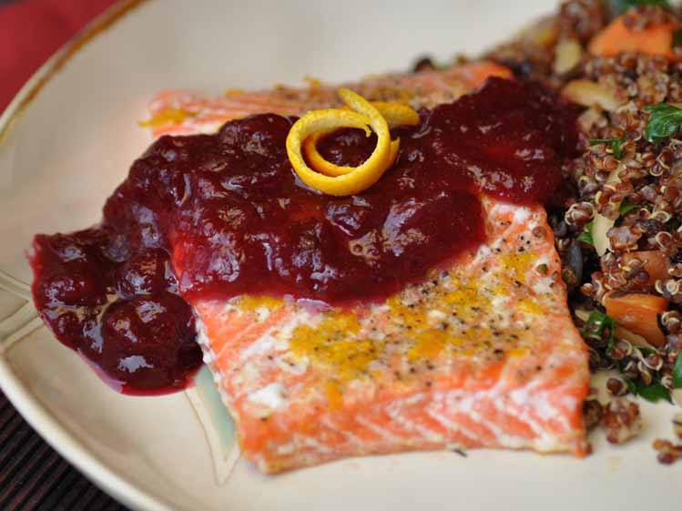 Nightshade Free Orange Pepper Salmon With Cranberry Sauce